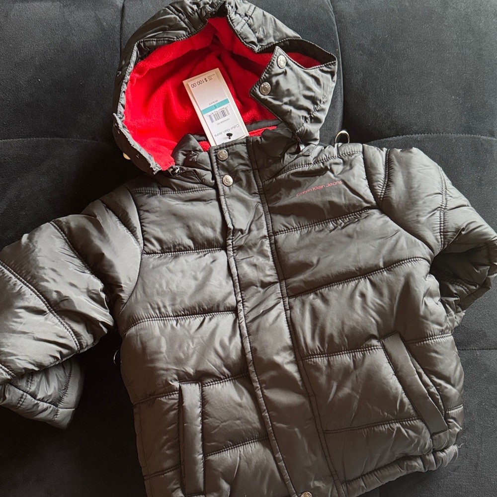 Calvin Klein Kids Puffer Jacket - Black with Red Interior